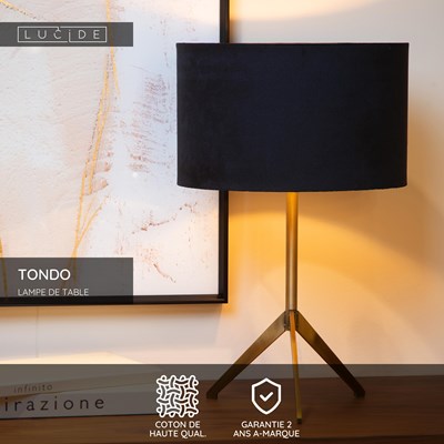 Lucide TONDO - Lampe de table - Ø 30 cm - 1xE27 - Or Mat / Laiton